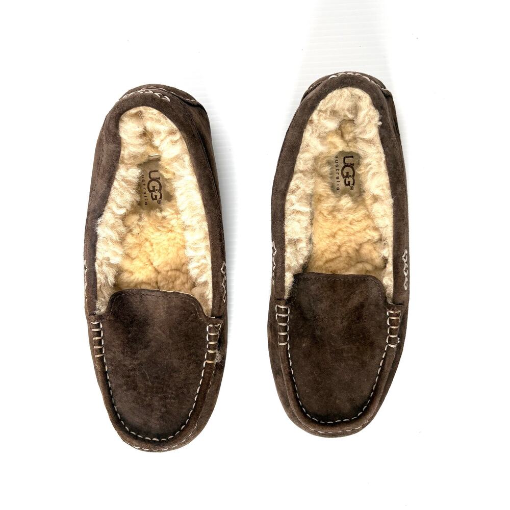 UGG Australia Slippers Brown Suede Shearling Moccasin Cozy Women Size 6 - Picture 2 of 6
